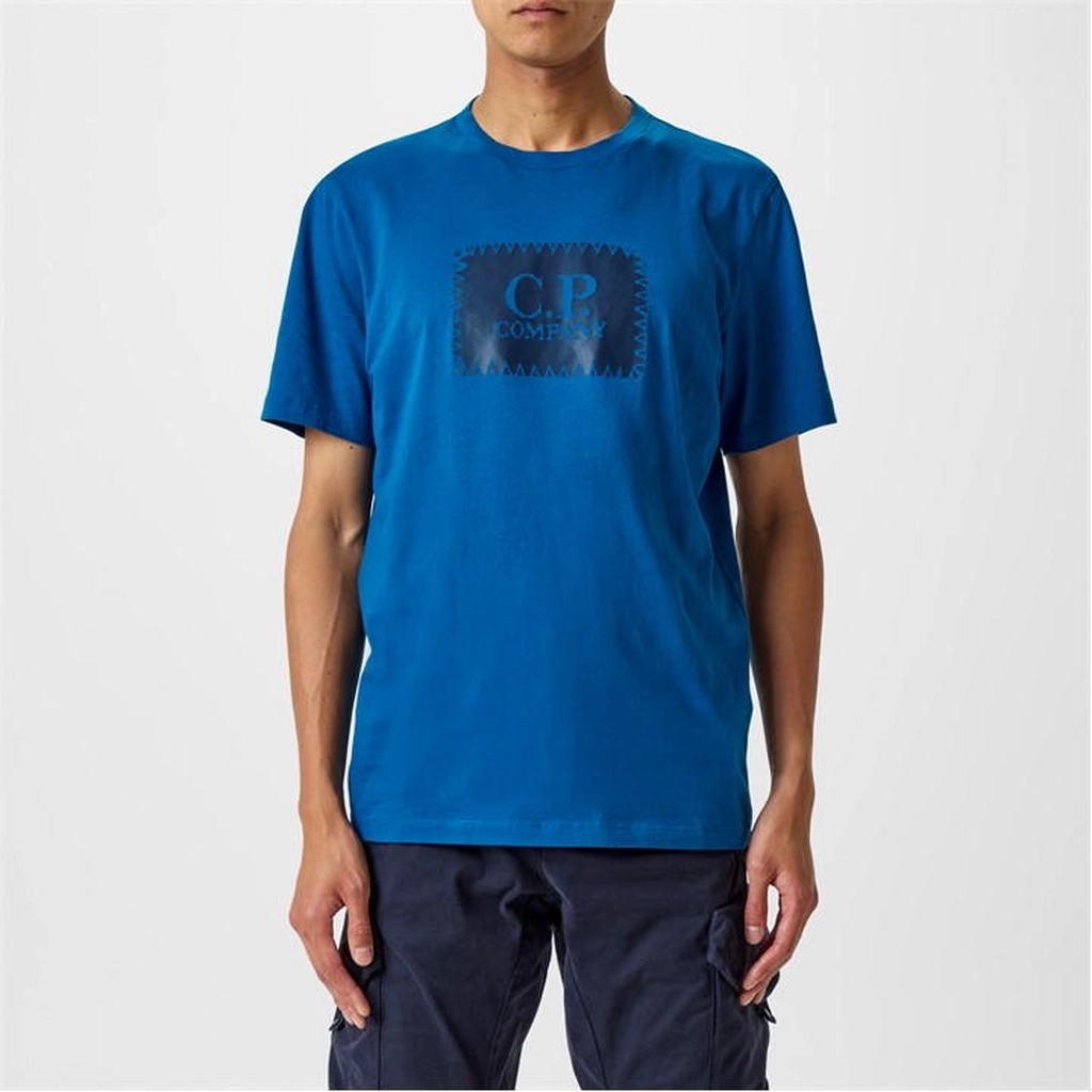 CP Company Block Logo T-Shirt - Blue